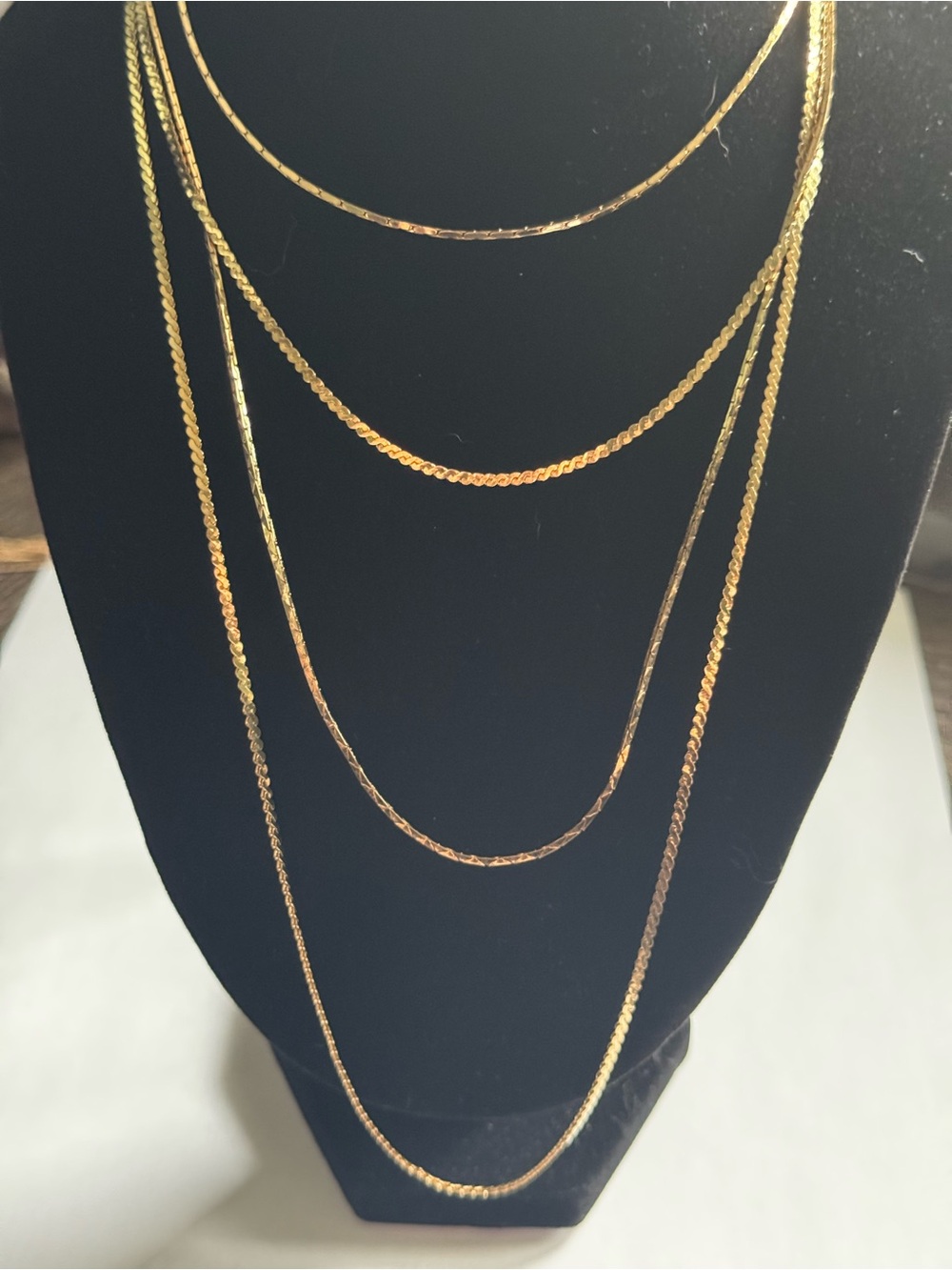 Layered Gold Tone Multi-Chain Necklace - 15 inches